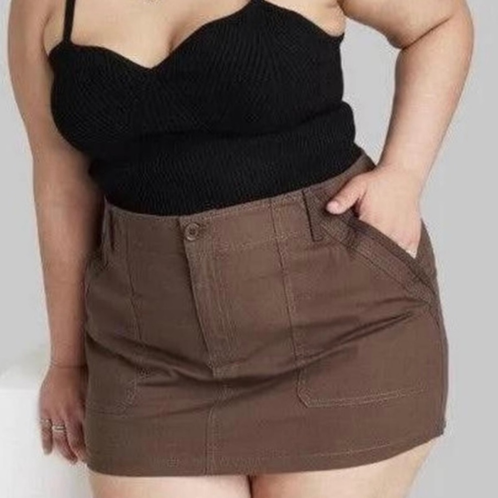 Wild Fable Brown Cargo Mini‎ Skirt Size Small